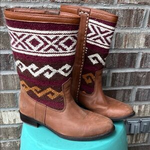 Kindred Spirits kilim Moroccan leather flat boots 38 /7.5